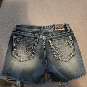 Grace In La Women's Distressed Blue Denim Shorts
